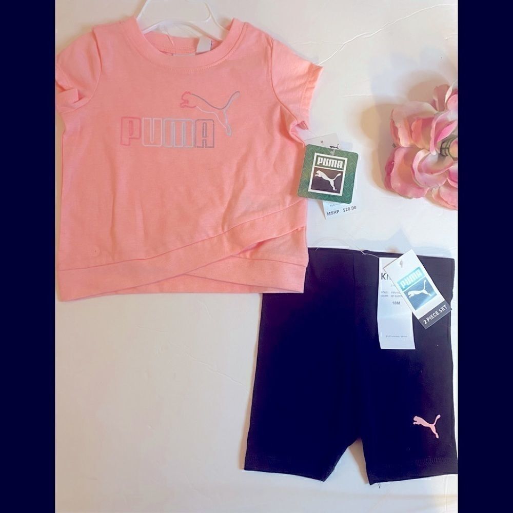 🎉Puma Little Girl 2 PC leggings set Peach - Picture 1 of 12